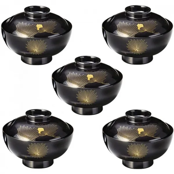 雅乃 에치젠 칠기 심금 초복 소나무 국 그릇 검정 5 손님