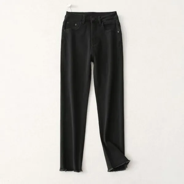 기모 오셨어요 핫한 퍼트리밍 스트레이트핏 일자 배기관 청바지 빅 스판 아니 억지로 참고 견디다 커다랗다 여성의류 겨울