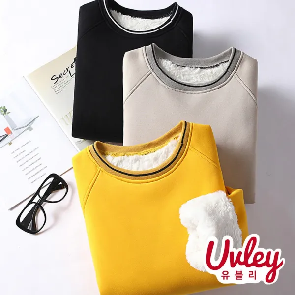 유블리 남성 양털 기모 맨투맨 ~3XL 루즈핏 엄청 따뜻해요 데일리룩(UV216204WD) 몽땅