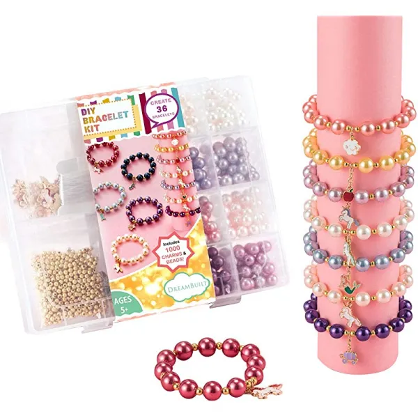 1000 Charm Amp Beads Amp Pearls 크리스마스 선물 소녀 청소년 친선 브라셀렛 만들기 키트로 보석 만들기 키트용 Dreambuilt Bracelet Making Kit 상세페이지 참조