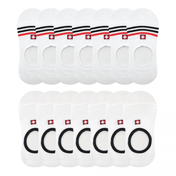 스위스밀리터리 남성용 페이크삭스 Sm 23 화이트 7컬레+sm 20 화이트 7컬레