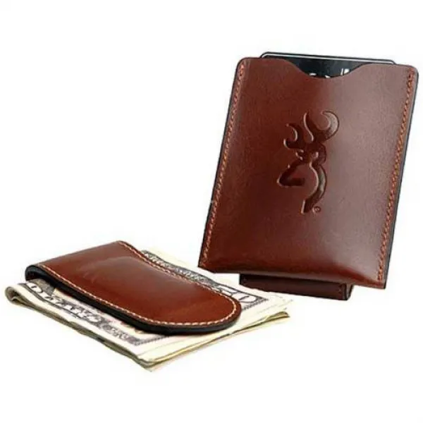 브라우닝 남자 Bandera 카드 클립 지갑 | 코냑 Browning Mens Bandera Card