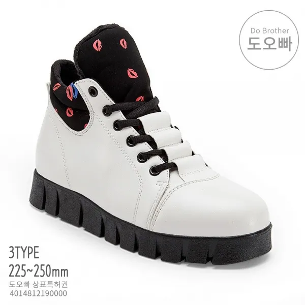 도오빠 여자부츠 여성 부츠 키높이 속굽 가을 겨울 캐주얼 신발 벨벳 기모 안감 하이탑 운동화 입술 립스틱 스커트 밑창 발목 앵글 앵클 섹시 귀여운