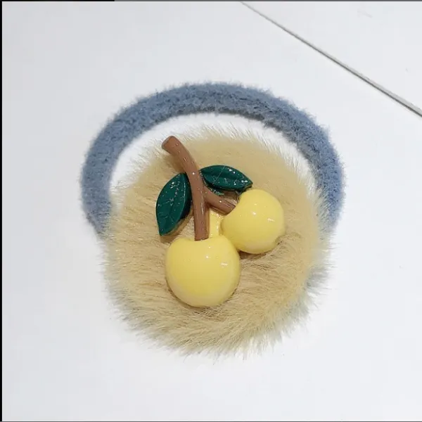 새털 체리 헤어 링 심플 헤어핀 땋은 머리 고무줄 액세서리