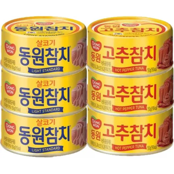 [동원] 살코기 참치 150g x 3캔 + 고추참치 150g x 3캔, 단일상품