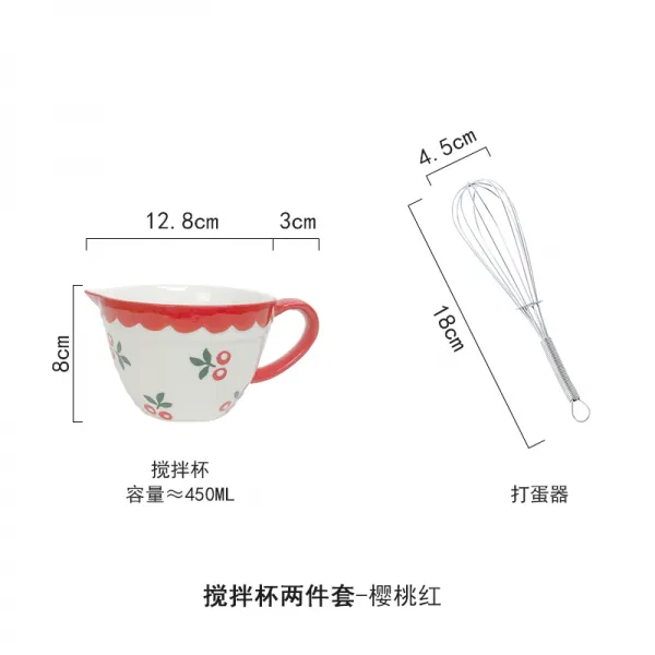 피스풀 도자기손잡이 쌍무 말참견함 알까기 물길을 끌다 미니 사이즈 가정용 뾰족한 입 구우 계란찜을 섞기 때리다 계란컵, 체리를 넣고 섞는다. 그릇 _계란 믹
