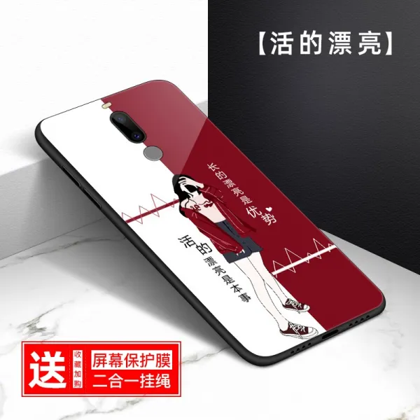 포직구 핸드폰케이스 메이족 NOTE8 보호케이스 강화 유리 풀팩토리 젤라틴 코트 껍데기 미러 개성 스타일리쉬 애니메이션