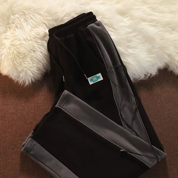 스포츠 레저 도망치다 어스 디자인감각 보이핏 볼륨 패치워크 츄리닝바지 여성 와이드 루즈핏 클래식 2594767664