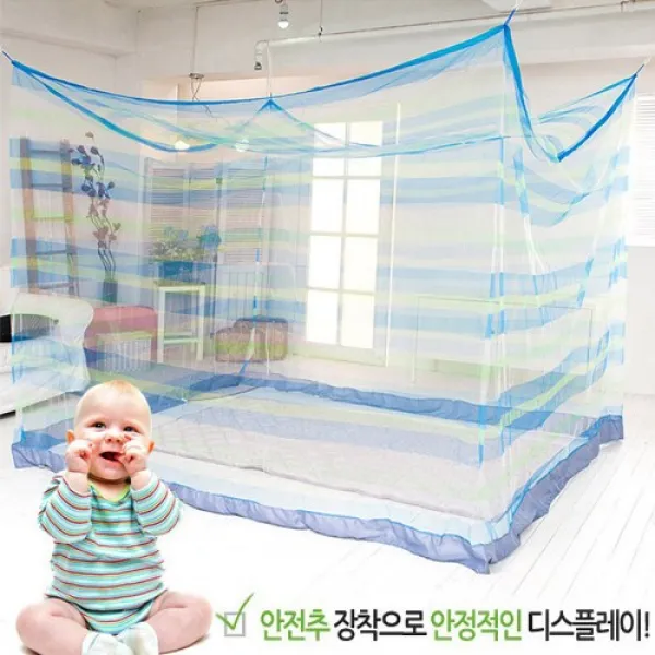 그린블럭 [국_내_생_산]사각추 모기장 사각모기장 침대모기장, 블루