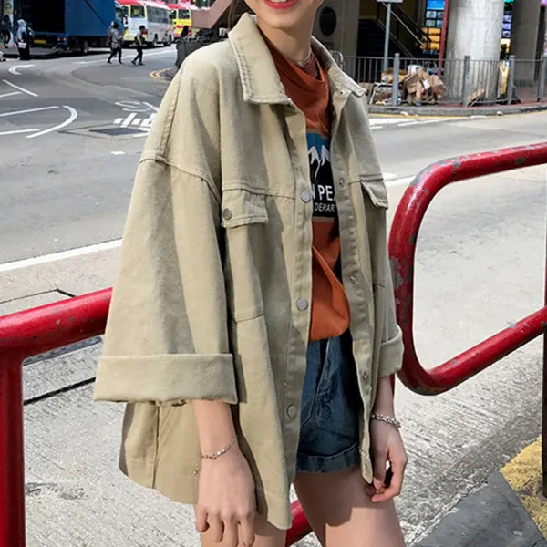 24데이즈 빅사이즈 여성 베이직 코튼 포켓 기본 야상자켓