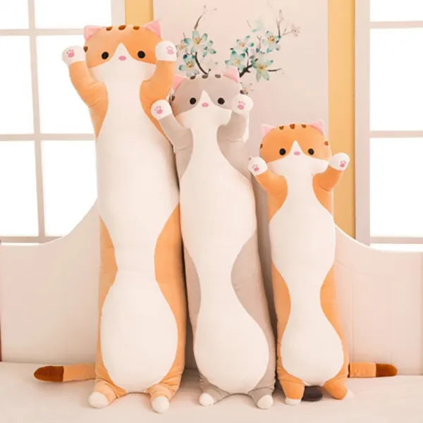 필즈굿아이템 꾹꾹 고양이 인형 바디필로우 긴배게 대형 롱, 그레이