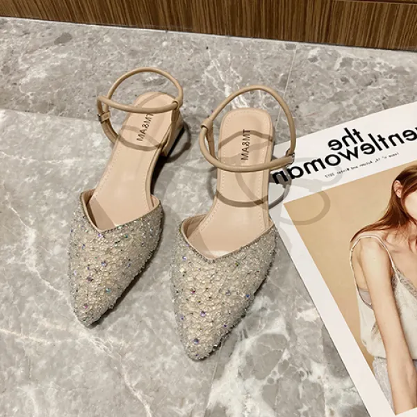 펌프스힐코디 3CM 단화 여성 낮다 따르다 가을 중공 스윗 스톤 스틸레토 통굽힐구두 일자 단추 3165445094