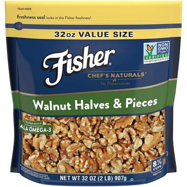 Fisher Chef's Naturals FISHER 요리사 원주민 월넛 반감 피스 32oz 당연히 글루텐 비 GMO, 선택, 상세설명참조