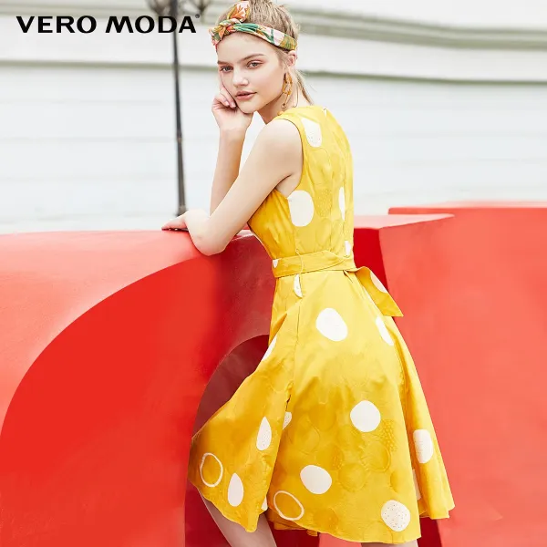 마멜뷰 여름 민소매 나시 원피스 VeroModa 빈티지 도트 프린트 브이넥
