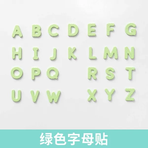 리즈너블샵 자석말판 숫자교구 히토류 냉장고 흑백 자력 3D입체숫자 26 개 이니셜 원, 그린 레터링 스티커