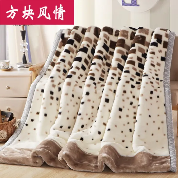 더블 레이어 겨울 캠핑 레저 여행 따뜻 포근 부드러운 우유 이불 극세사 밍크 담요 겨울이불 캠핑담요, 클래식 체크-듀얼