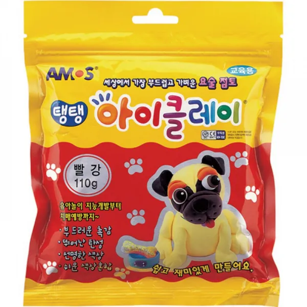 [C.P] 5000 탱탱 아이클레이 파우치 빨강(110g) 클레이 만들기 미술 사무실 점토 준비물 찰흙 지점토 학용품 사무용품