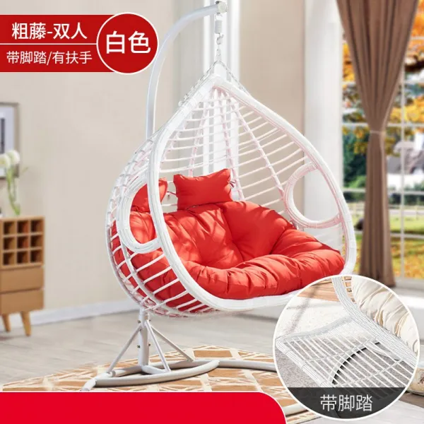 흔들의자 야외 그네 실외 그네의자 가정용 더블 곤돌라 등나무의자 마당 화원베란다 라탄 철공예, T09-더블 화이트색 수프림모델 * 발판 탈부착가능한