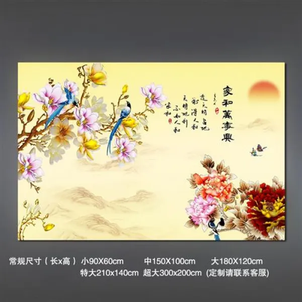 집안이 화목하면 만사가 흥성한다 E 접착 벽에붙이는시트지 벽데코시트지 중국식 스트릿 뮤럴 거실 S새해 경축, 하우스 와 S