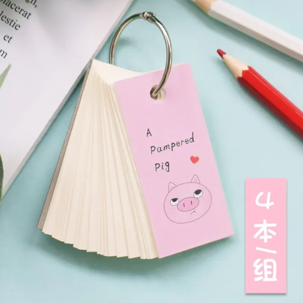 화랑is 휴대용다이어리 400 두께가 두꺼운 굴렁쇠 노트 백일장 기억 댓글 단어 단추형 초등 독창적 메모장 스윗 Sb글로리 화이트 눈돼지 쇠고리 본 4본