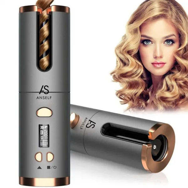Anself 오토 롤링 컬링 고데기 헤어스타일러 봉고데기 무선고데기 볼륨 물결웨이브 Usb충전<최소6 8일 수령가능/공휴일제외> 골드