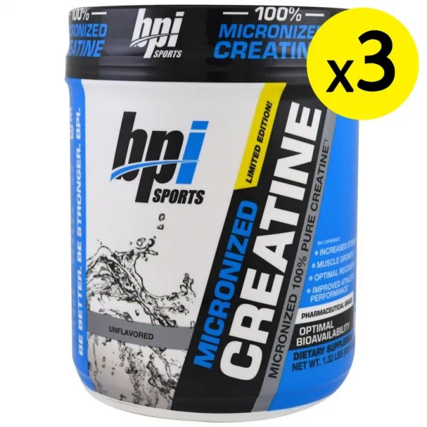 BPI Sports 미분화된 크레아틴 리미티드 에디션 무맛 1.32lbs (600g) 3개, 선택, 상세설명참조