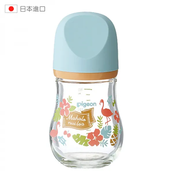 베 이 비 (pigeon) 유리 젖병 너비 구경 베 이 비 젖병 판 수입 젖병 160 ml 블 루 하와이 안 젖 줄 (신생아), 상세페이지 참조