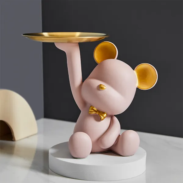 플랜와이 곰돌이 트레이 인테리어 수납함 차키보관함, 핑크(PINK)