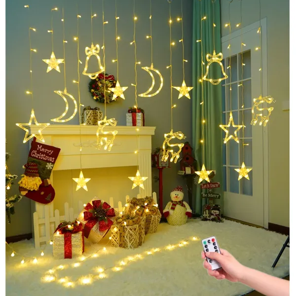 크리스마스천장LED장식 침실 별 카페 매장 웜업조명 이브파티 소품 줄조명, led 3.5m 노랑 세트 리모컨
