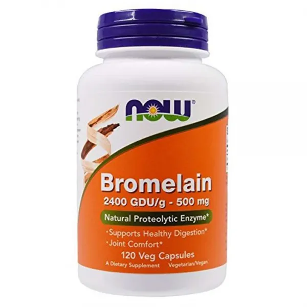 NOW Foods 나우푸드 브로멜라닌 2400Gdu 500mg 120캡슐 2팩, 1개, 1