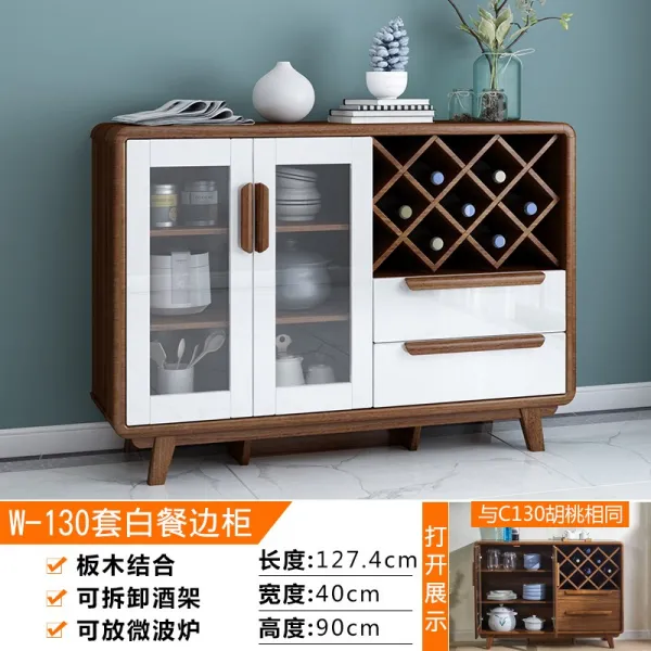주방수납장 중식 식탁 모던 심플 원목색 식당 다기수납대 전자레인지 그릇수납장 술장 캐비닛, C01-더블도어, T08-W-130세트 공밥 사이즈장(무료 포장한)
