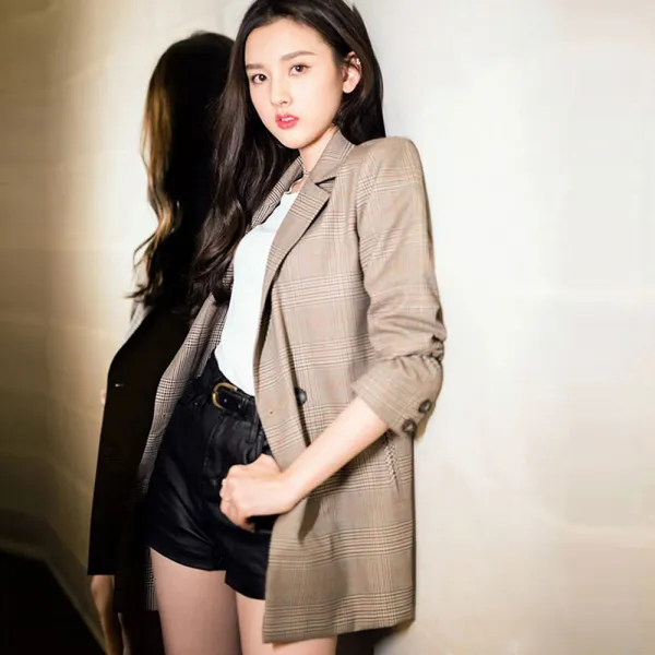 [제로의옷장]체크무늬 더블버튼 자켓 BE0902N06