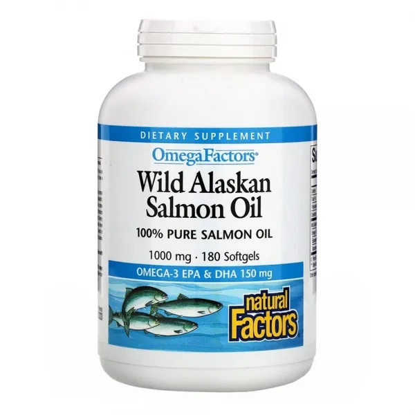 네츄럴 팩토스 Natural Factors 오메가 알래스카 야생 연어 오일 1 000mg 소프트젤 180정 심혈관 동맥 건강 1개
