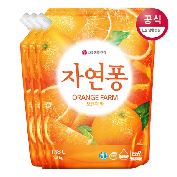 [신세계TV쇼핑]자연퐁 오렌지팜 주방세제 리필 1.18L x3개, 단품