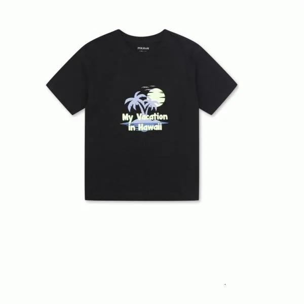 [엔터식스]폴햄키즈 슬럽 하와이 그래픽 반팔 티셔츠PKA2TR1850BK