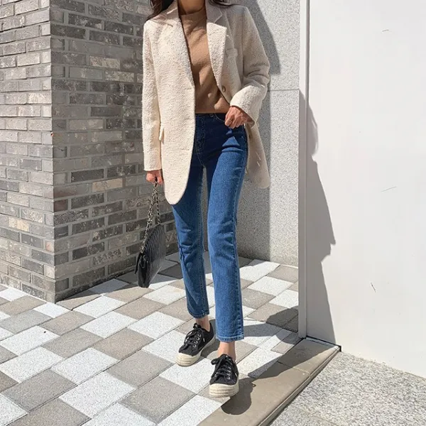 데일리룩 속 밴딩 일자 청바지 (3 color)