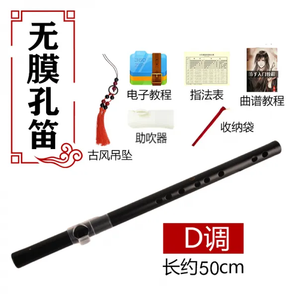 피콜로 일본구입제품 구멍없는 대나무피리 단소 휴대용 고풍 남녀 횡적, T02-구멍없는 짧은피리(정절 D조)+5대 부속품