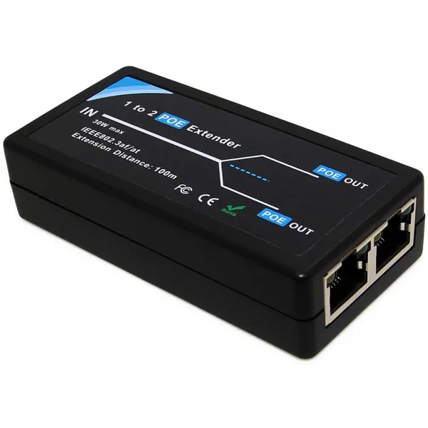 노 브랜드 2 포트 POE 확장기 10/100Mbps IEEE 802.3Af 표준 입력/출력 IP 카메라 확장 100 Me, POE 익스텐더