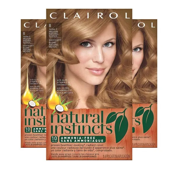 Clairol 자연적인 본능 헤어 컬러 음영 8/5 샴페인 아이스 중간에 천연 금발 3 카운트, 단일상품, 단일상품
