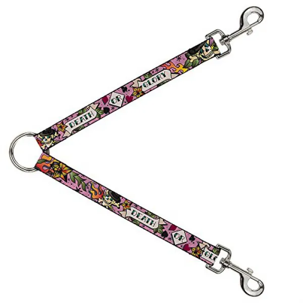 Dog Leash Splitter - Death or Glory Pink 개 가죽 끈 분배기 - 죽음 또는 명예 핑크, 1