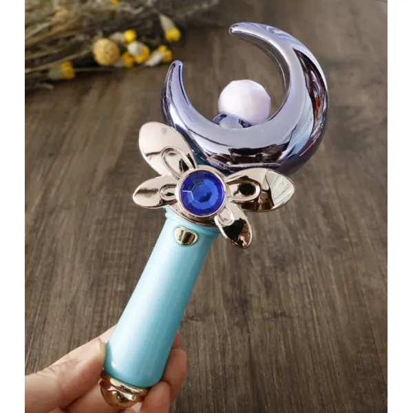 달의요정 세일러문 세라문 요술봉 굿즈 코스프레 소품 완구 애장품 사운드 발광 문스틱, 트럼펫 블루 문