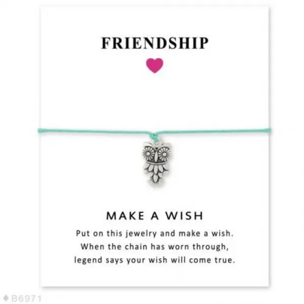  해외 남녀 여자 우정 문 약혼 웨딩 들러리 소원 실버 올빼미 코끼리 매력 팔찌 B6971
