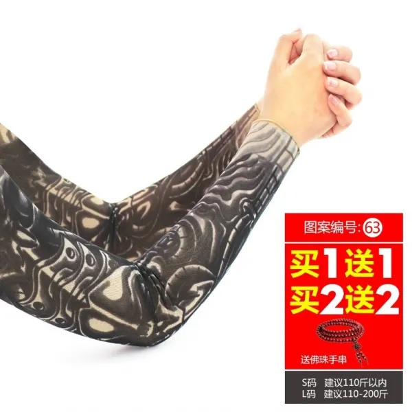 자외선차단 문신 팔뚝 가시청 여름 스 핸드 바이크 탑 행장 타입 암보호대 여인의 아웃도어 팔, L63 염주를 보내다 팔찌