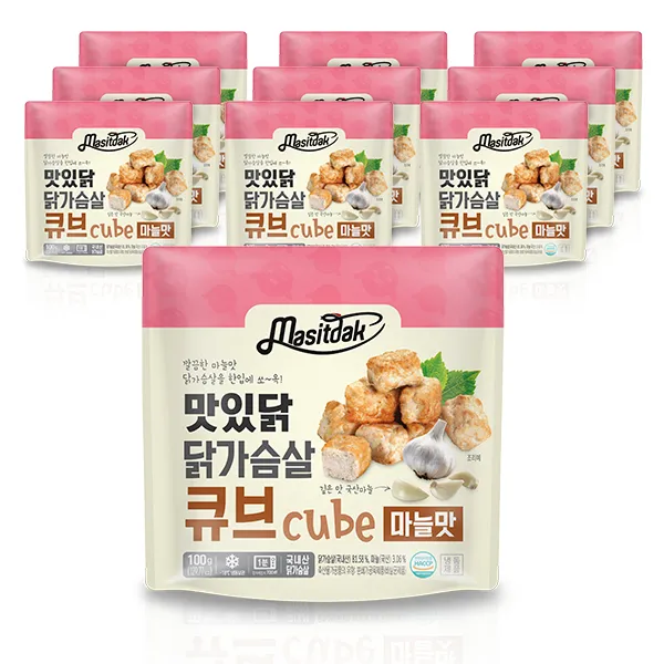 맛있닭 닭가슴살 큐브 마늘맛, 10팩