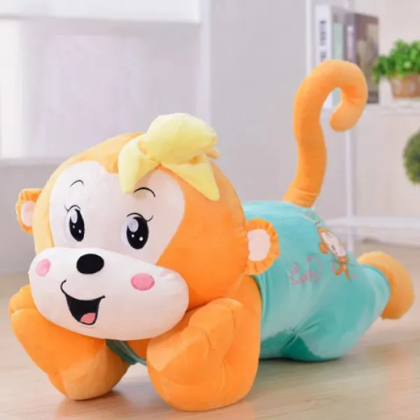 넙적다리원숭이 봉제인형 독창적 여학생 수면 허그 쿠션 큐트 프린세스 몽키 봉제완구, 1메터, 베이스그린 원숭이 바나나