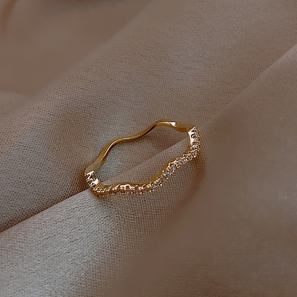 K Zone 14k 반지 여성 반지 유행하다 반지 파도 디자인 감각 반지