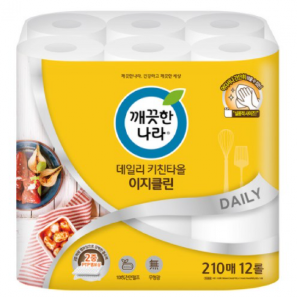 깨끗한나라 데일리 키친타올 이지클린, 210개입, 12개