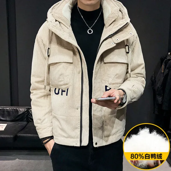 데일리룩 패션 시티캐주얼 후드 집업 골덴 점퍼