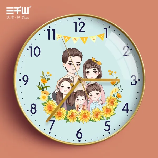 원형시계 팬시 애니메이션 만화 다행히 후쿠이치 하우스 벽걸이시계 응접실이 있다 인싸템 가정용 석영종 전자 4655129038, 14 인치 J큰언니 둘째 형 누이동생