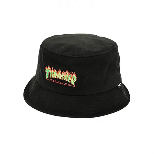 THRASHER (채찍질) 버킷 모자 프레임 로고 바케하 H54 (BLACK / GREEN)